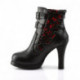 Chaussures gothiques noires à dentelle rouge à talon carré 10 cm