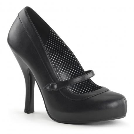 Chaussure pin up escarpin Mary Jane noir mat talon haut