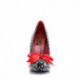 Escarpin pin up noir à pois blanc et ruban rouge plateforme invisible