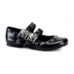 Chaussures Gothiques Demonia Daisy-03 - Ballerines Mary Jane Crânes Œillets