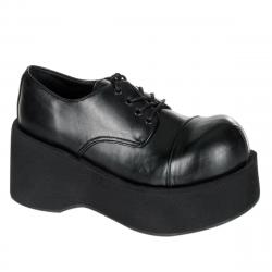 Chaussure derby gothique à lacet noire avec semelle compensée | Demonia