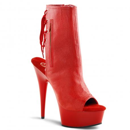 Bottine peep toes plateforme à haut talon 15 cm rouge