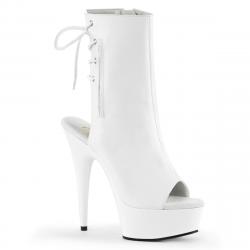 Bottine peep toes plateforme à haut talon 15 cm blanche