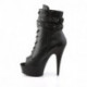 Bottine plateforme sexy noire mat peep toes à talon haut de 15 cm Pleaser