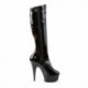 Botte plateforme noire vernis à haut talon aiguille sexy pour femme