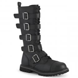 Botte gothique haute homme à 5 grosses sangles et coque métal - Demonia vegan du 36 au 46