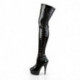 Cuissardes Vinyle Vernis Noir à Lacets Corset | Talon 15cm | Grandes Tailles