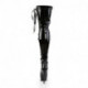 Cuissardes Vinyle Vernis Noir à Lacets Corset | Talon 15cm | Grandes Tailles