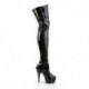 Cuissardes Vinyle Vernis Noir à Lacets Corset | Talon 15cm | Grandes Tailles