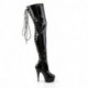 Cuissardes noires vernis sexy à plateforme et lacets