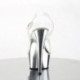 Sandale pole dance transparente à plateforme chromée et talon de 15 cm