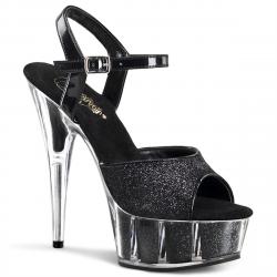 Chaussure pole exotic noire à paillettes avec talon 15 cm Pleaser DEL609-5G/B/M