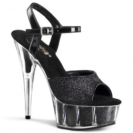 Chaussure pole exotic noire à paillettes avec talon 15 cm Pleaser DEL609-5G/B/M