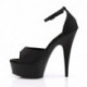 Sandale sexy satin noir à talon stiletto avec bride cheville