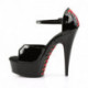 Sandale plateforme noire haut talon 15 cm sexy noire à lacets rouge DELIGHT-660FH