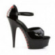 Chaussure pole dance noire haut talon 15 cm sexy noire à lacets rouge