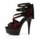 Sandale plateforme en dentelle rouge talon de 15 cm