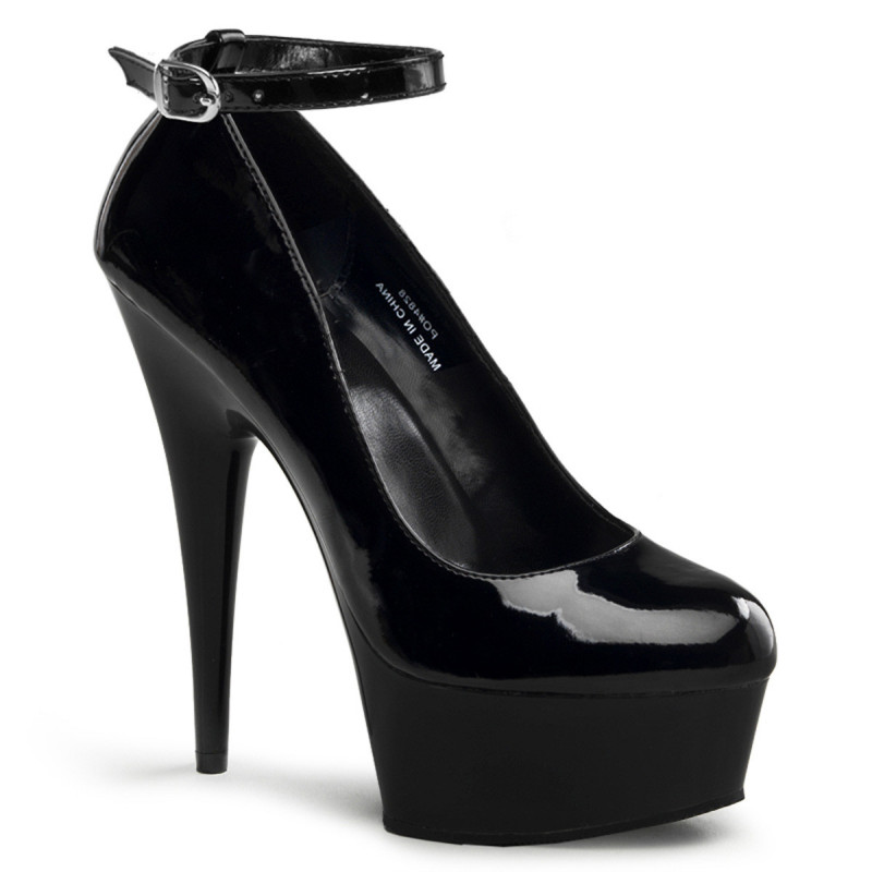 Escarpin Pole Dance Sexy Noir Vernis Bride Cheville