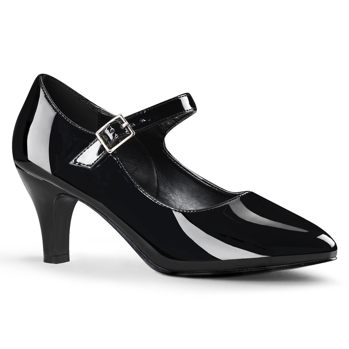 Escarpin noir vernis a petit talon a bride grande taille