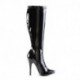 Bottes stretch hautes noires vernis femme à haut talon 15 cm