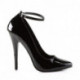 Escarpin noir vernis talon aiguille 15 cm a bride cheville petite et grande taille
