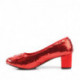 Escarpin sequins rouges à petit talon carré 5 cm