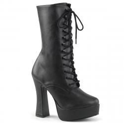 Boots gothique femme noire mat à plateforme et haut talon bobine grande taille du 36 au 44