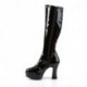 Botte haute noire vernie moulante femme à talon bobine 12 cm