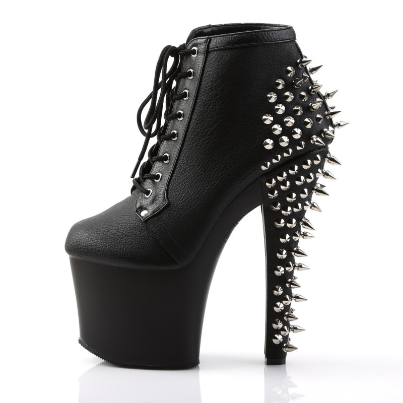 Chaussure gothique noire à clous / rivets à talon haut et plateforme