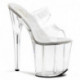 Mule pole dance transparente à plateforme plexi et talon 20 cm Pleaser
