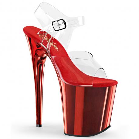 Chaussure pole dance rouge chromée | FLAM808/C/RCH