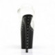 Sandale pole exotic transparente à plateforme noire et strass et talon 20 cm