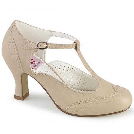 Chaussure Pin Up beige " Salomé " à talon bobine de 7 cm