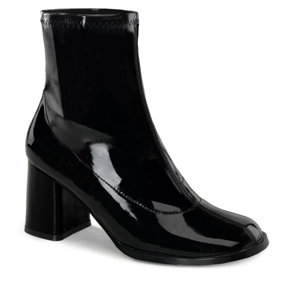 Bottines Femme En Cuir Verni - Talon Carré Moyen 5cm - Bout Carré - Fermeture éclair Arrière - Confortables Pour Le Bureau