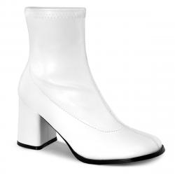 Bottines blanches mat à talon carré pour femme style années 70