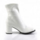 Bottines blanches mat à talon carré et bout carré disco pour femme