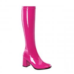 Botte rose fushia en stretch pour femme - talon carré - grande taille du 35 au 46