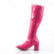 Botte rose fushia en stretch pour femme - talon carré 8 cm