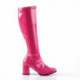 Botte rose fushia en stretch pour femme - talon carré 8 cm