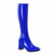 Botte bleu vernis stretch pour femme - talon carré