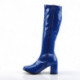 Botte bleu vernis stretch pour femme - talon carré