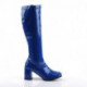 Botte bleu vernis stretch pour femme - talon carré