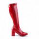 Botte rouge vernis talon carré 8 cm