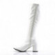 Botte blanche mat bout carré femme - talon carré