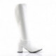 Botte blanc mat en stretch pour femme - talon carré - grande taille du 35 au 46