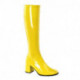 Botte jaune vernis stretch pour femme - talon carré - grande taille du 35 au 46