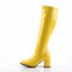 Botte jaune vernis moulante pour femme style année 70 petite et grande taille