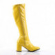 Botte jaune vernis pour femme style seventies à talon carré