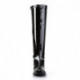 Botte noire vernis en stretch a talon carré 7 cm pour femme mollet large