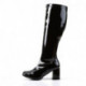 Botte noire vernie en stretch pour femme mollet large